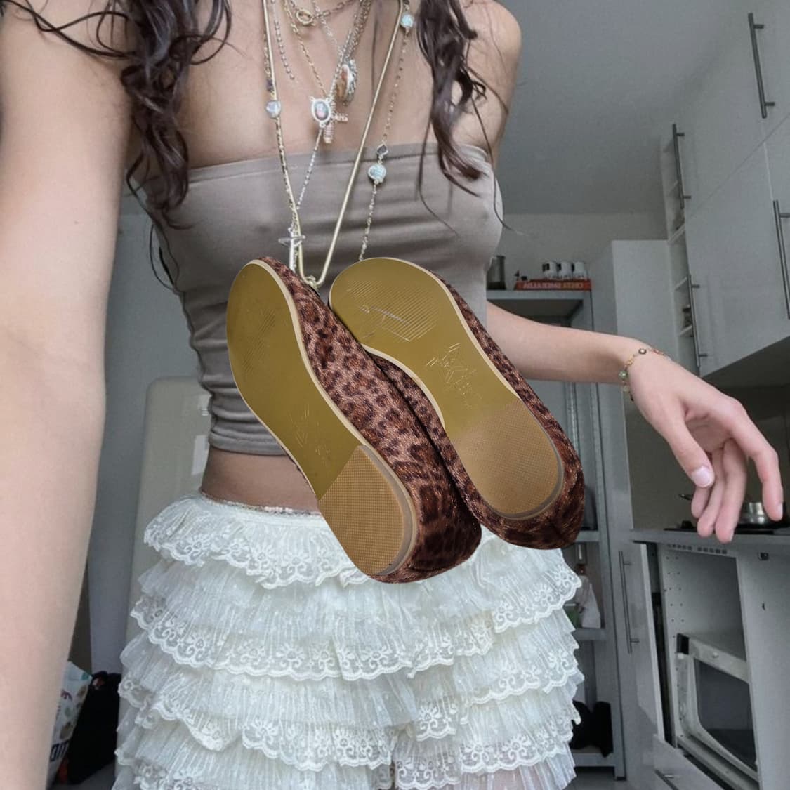 Vintage leopard Ribbon ☆ flat shoes 상품이미지3