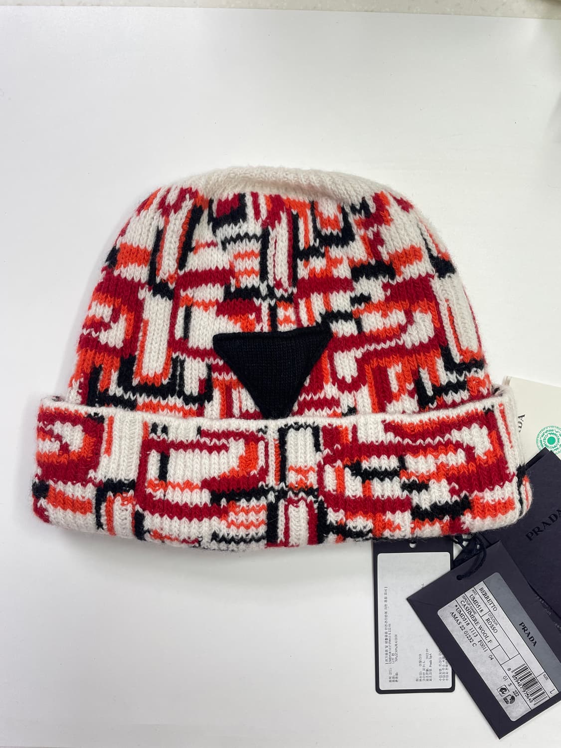 새상품 프라다 비니 울 캐시미어 니트 비니 모자 화이트 상품이미지3