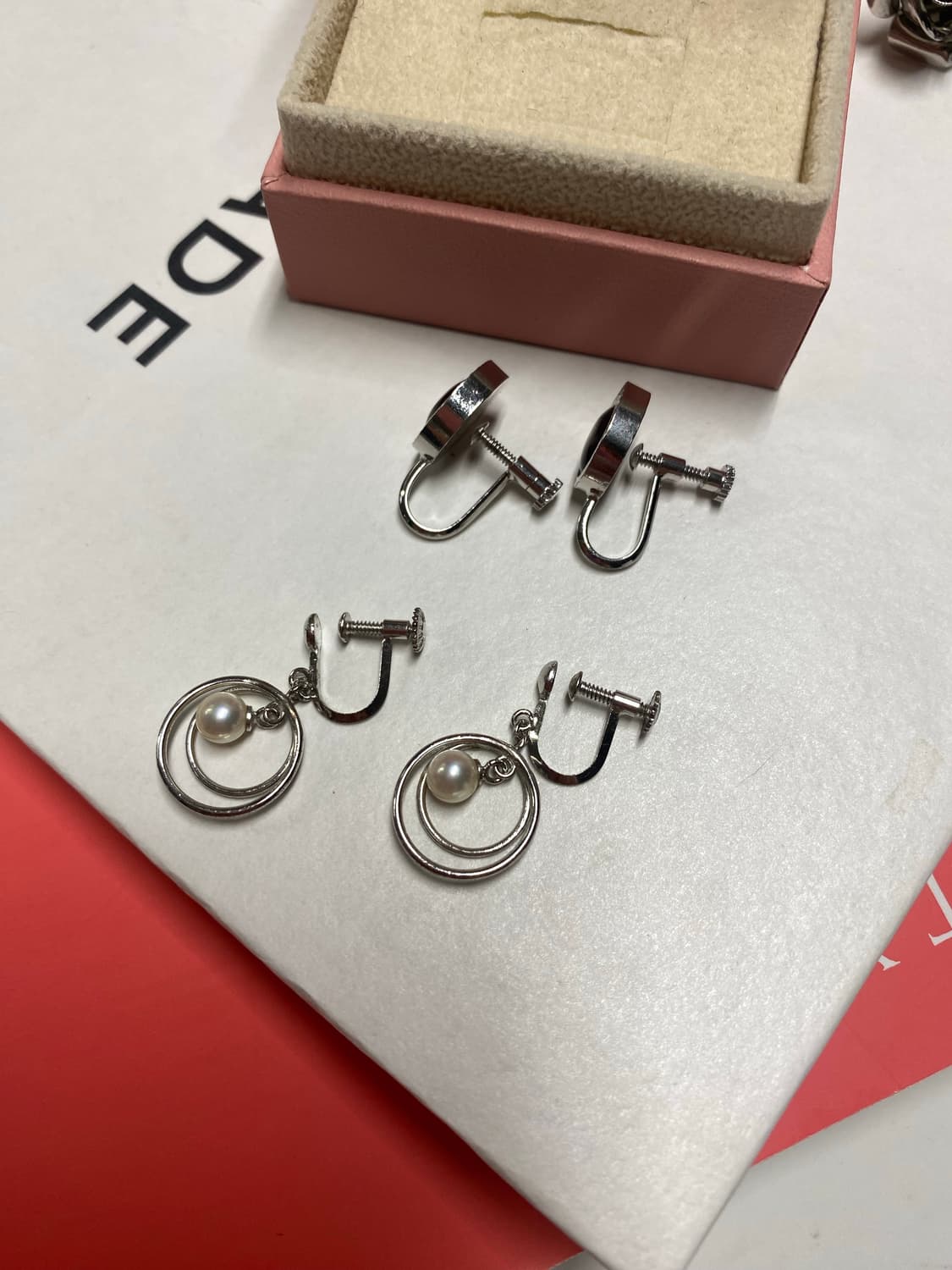 쉘 진주 귀찌형 귀걸이 세트 상품이미지4