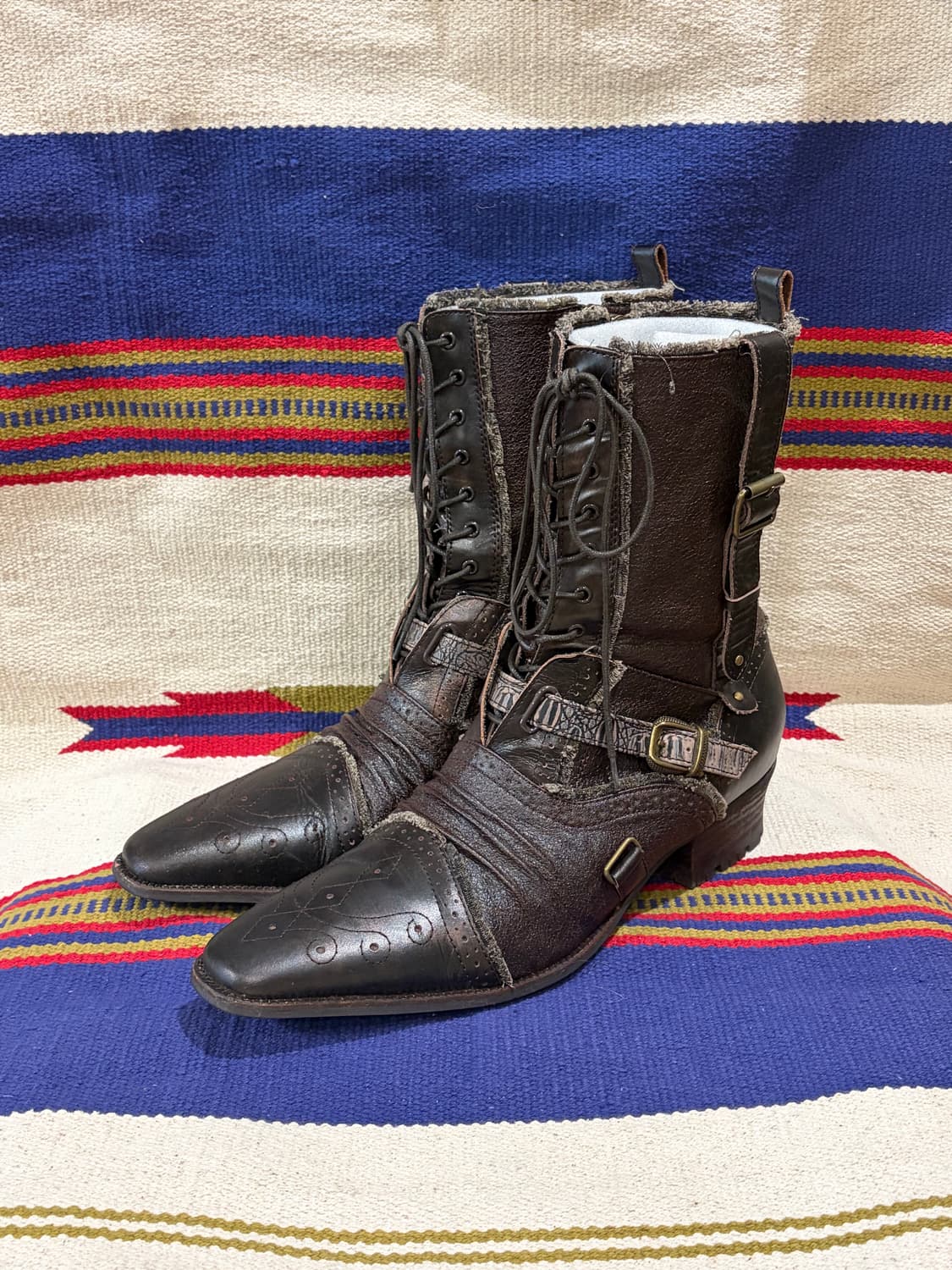 Western lace up grunge boots /웨스턴 그런지 부츠 상품이미지1
