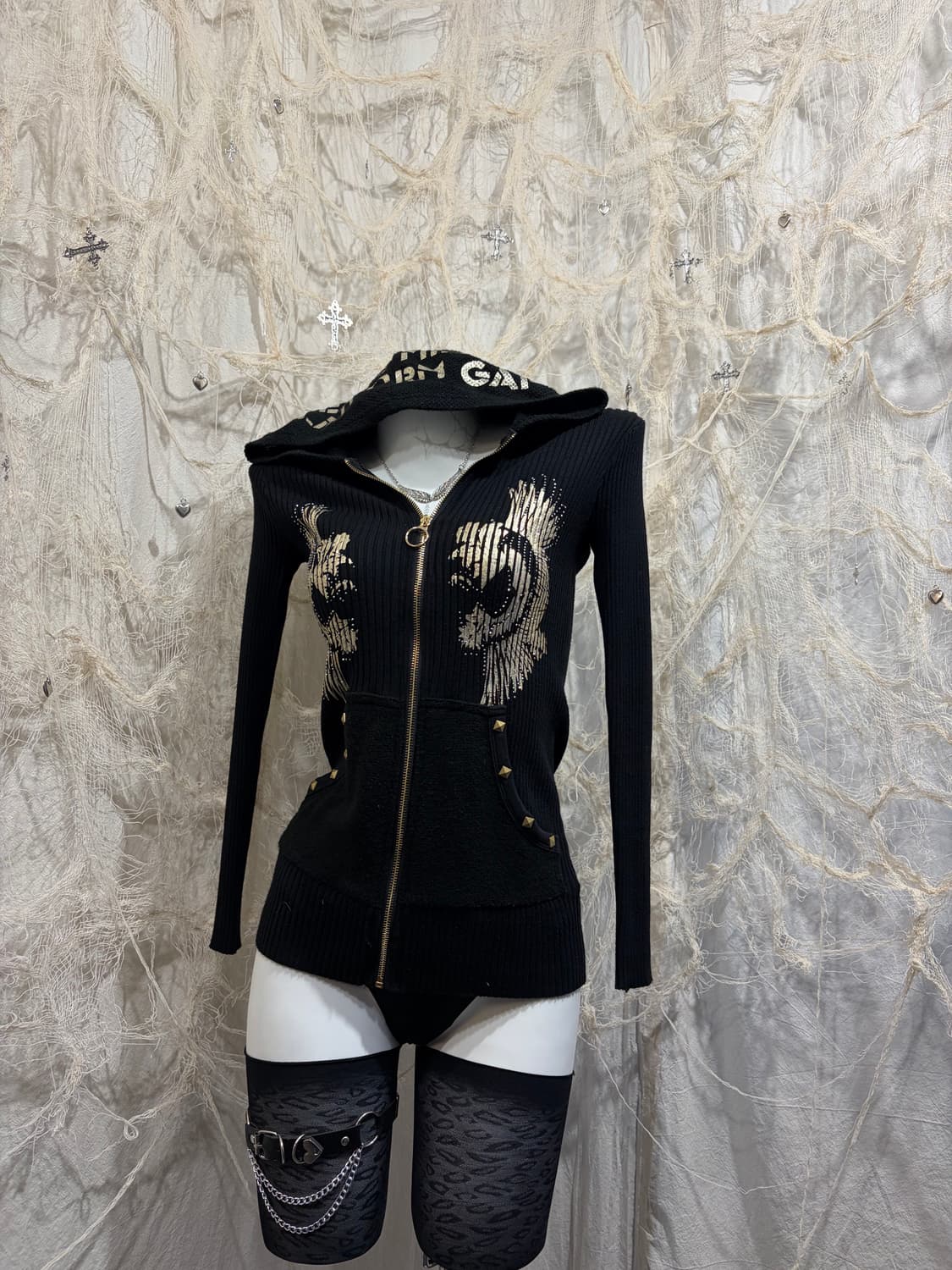 Y2K Gothic Oriental cubic hoodie zip up 상품이미지8