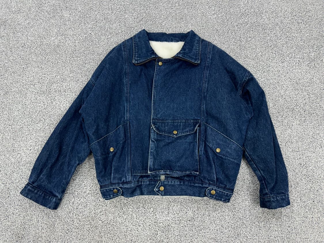 90s 헤비코튼 쉐르파 데님 라이더자켓 상품이미지1