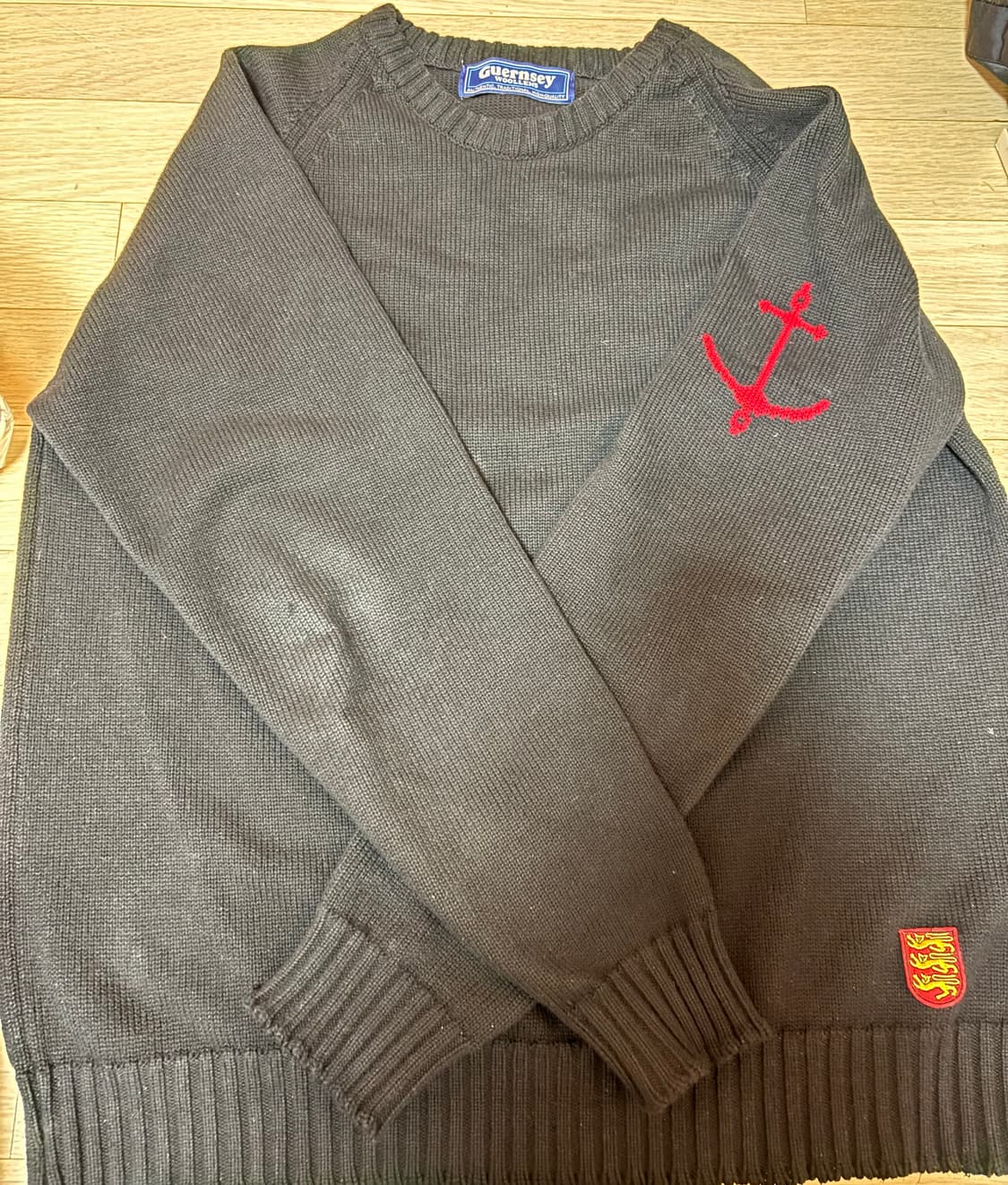 건지울른스 코튼 크루넥 스웨터 니트 (블랙) L 상품이미지2