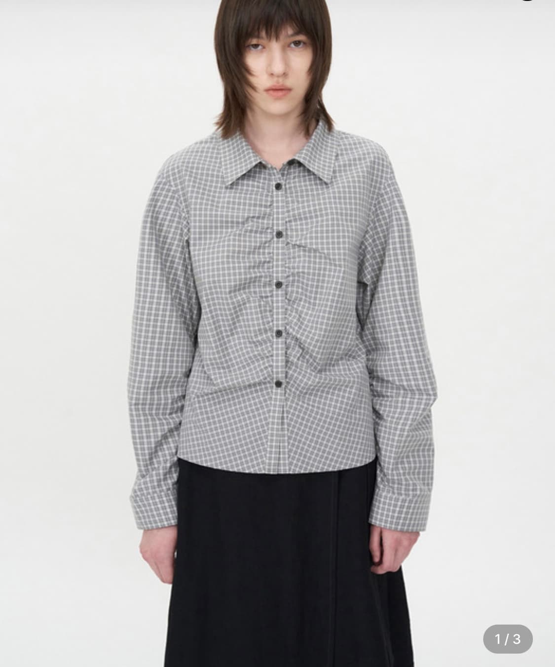 [인사일런스우먼] 셔링 체크 셔츠 상품이미지3
