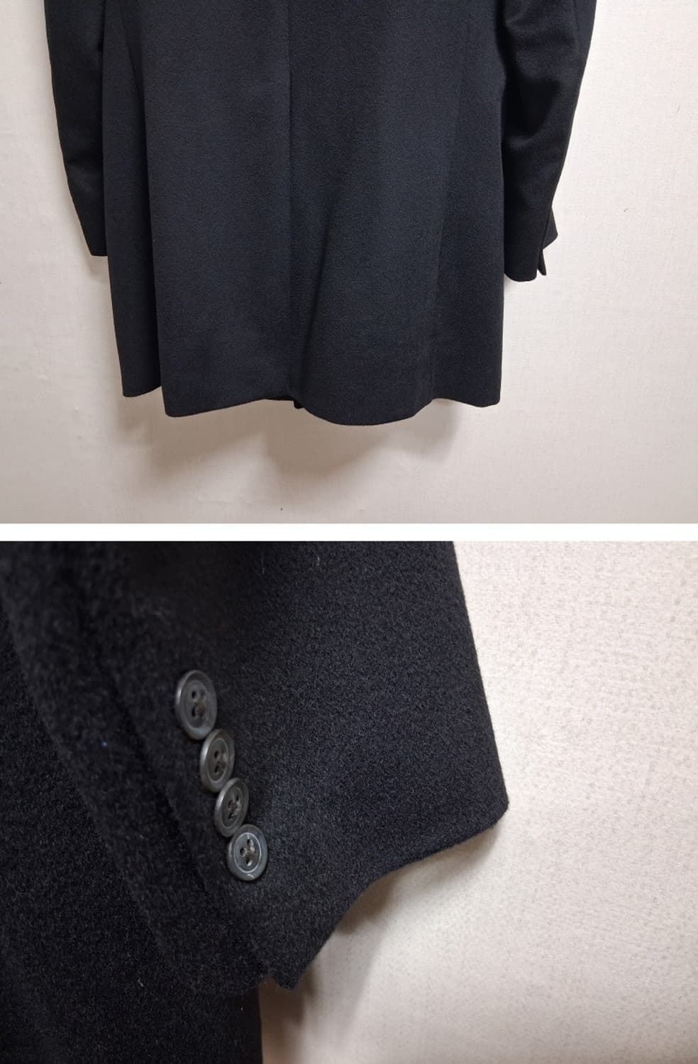 일본빈티지 남성 블랙 퓨어캐시미어코트 표기LL 상품이미지7