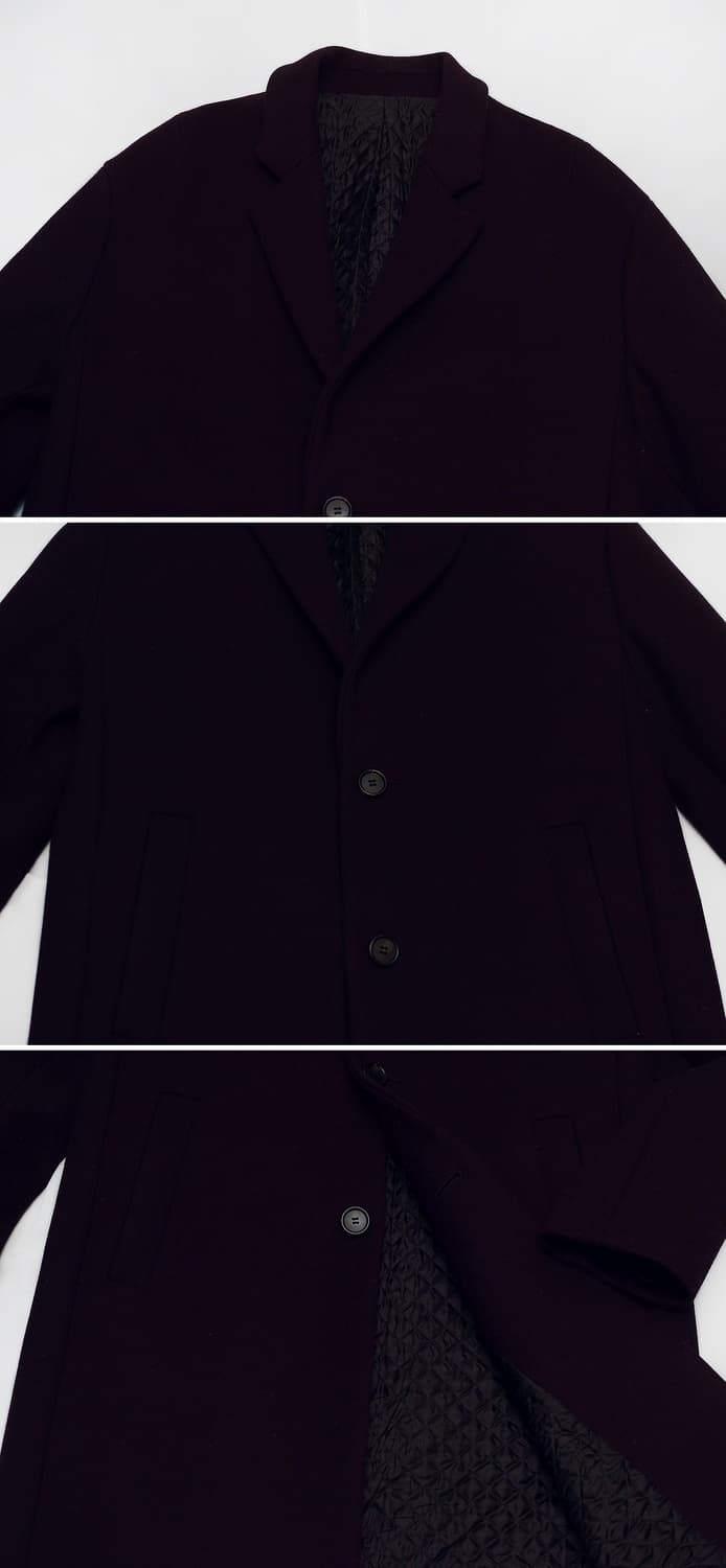 시스템 옴므 딥퍼플 멜튼울 캐시미어 클래식 체스터 코트 (100) 상품이미지4