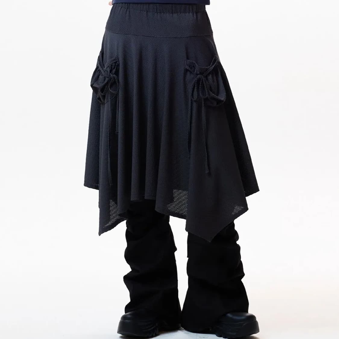 러브이즈트루 미디 스커트 IM LAYERED MIDI SKIRT 차콜 상품이미지1