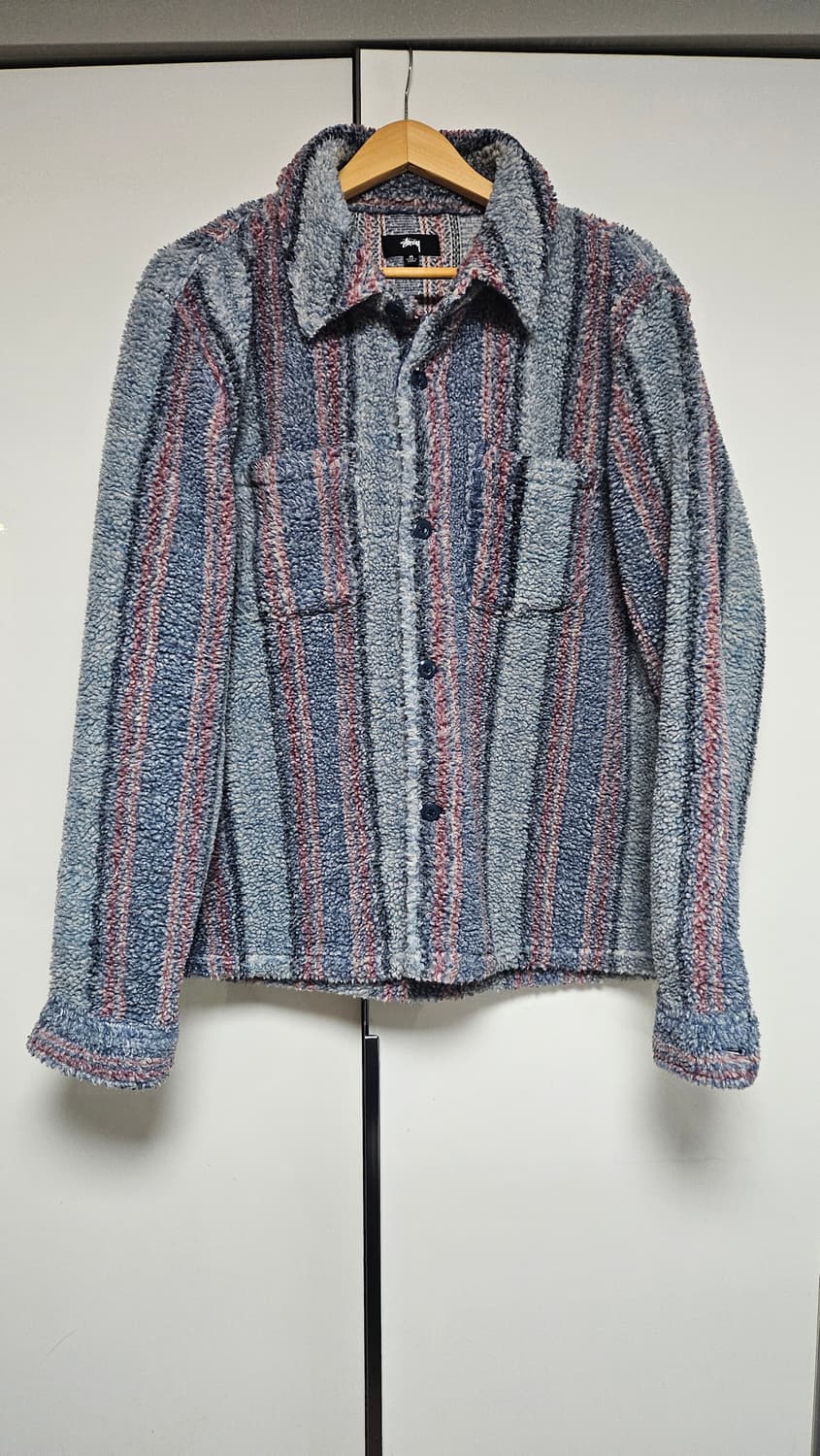 스투시 21FW 스트라이프 쉐르파 플리스 셔츠 (블루) 상품이미지1