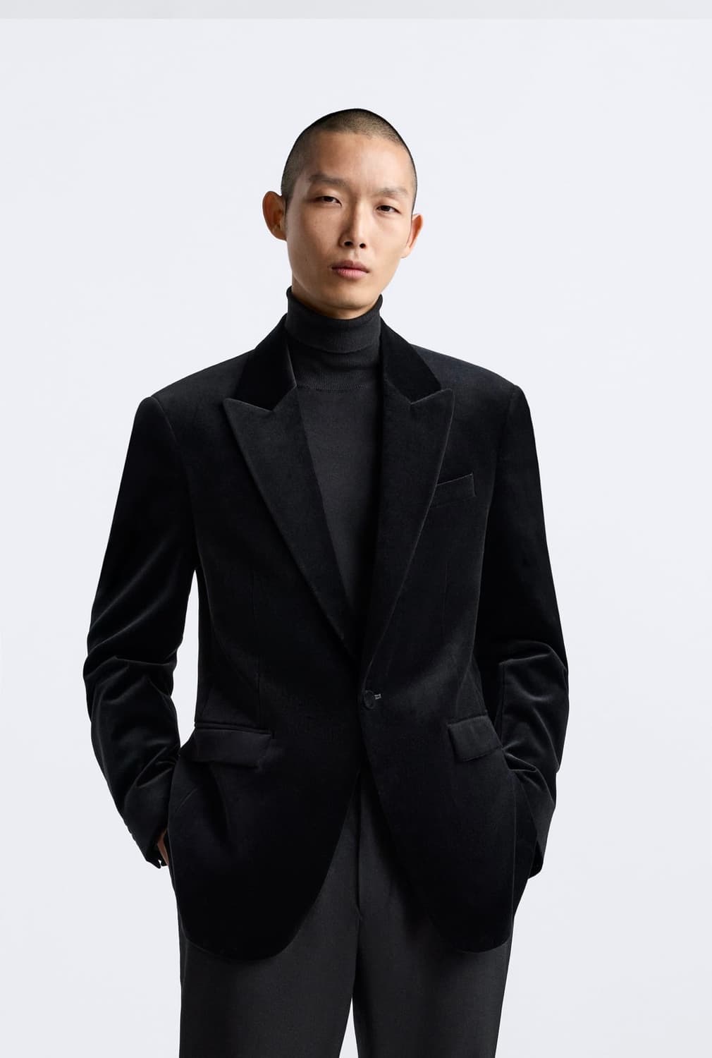 (ZARA) 벨벳 블레이저 블랙 (XL) 상품이미지2