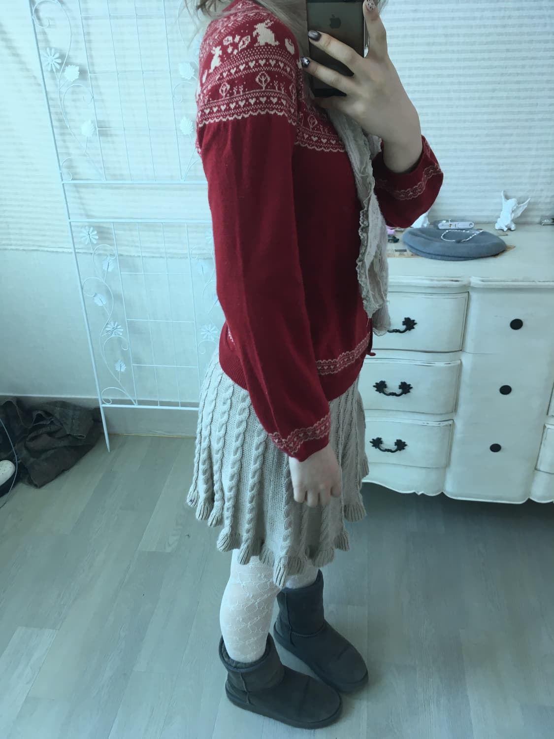 얼스뮤직 레드 래빗 패턴 가디건 상품이미지4