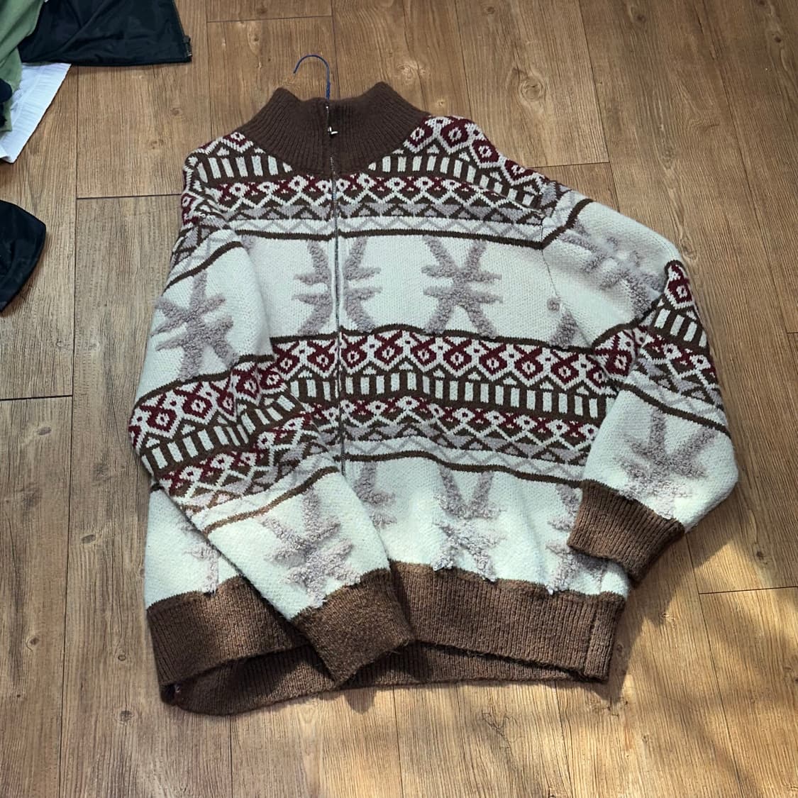 빈티지 겨울 니트 집업 상품이미지1