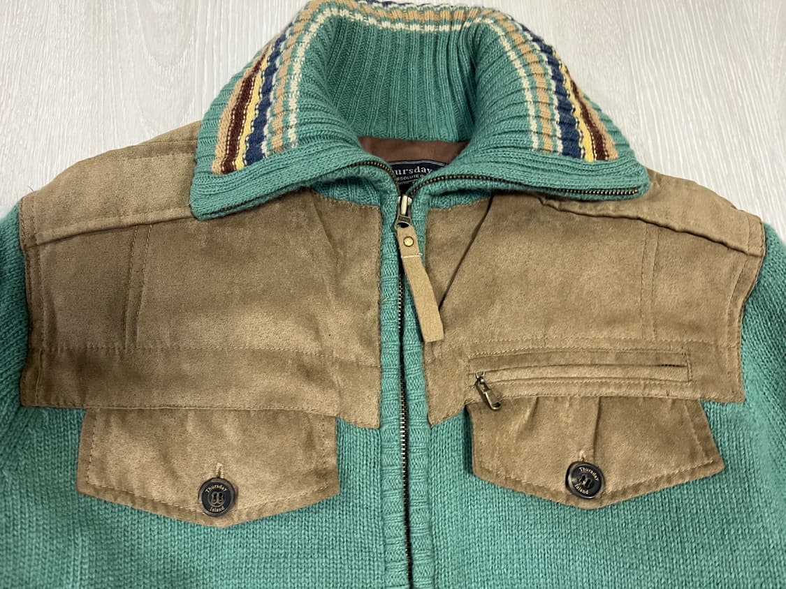 써스데이아일랜드 콤비 니트집업 M 상품이미지2