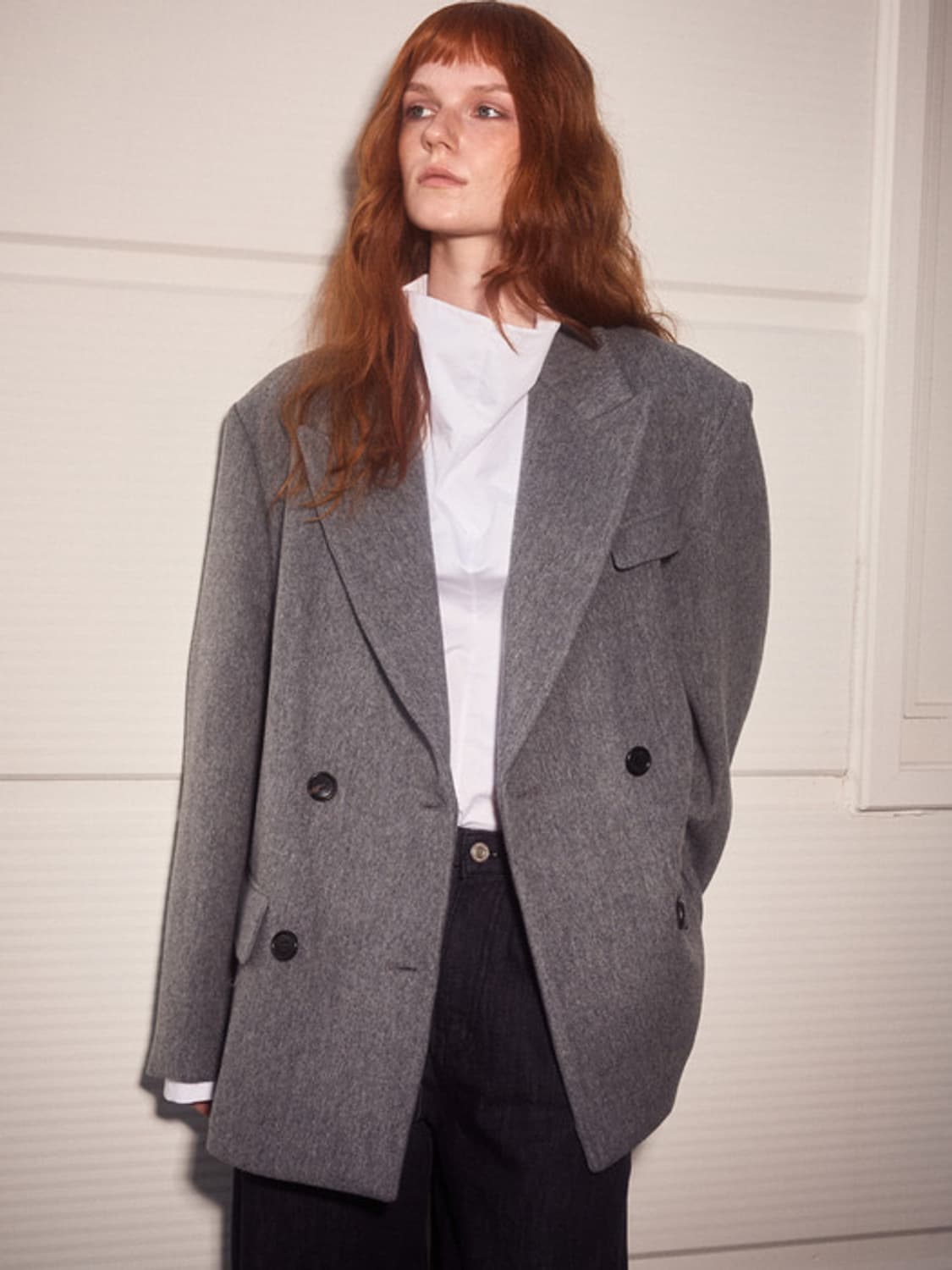 메종마레 Peaked Half Coat Wool, Grey 상품이미지2