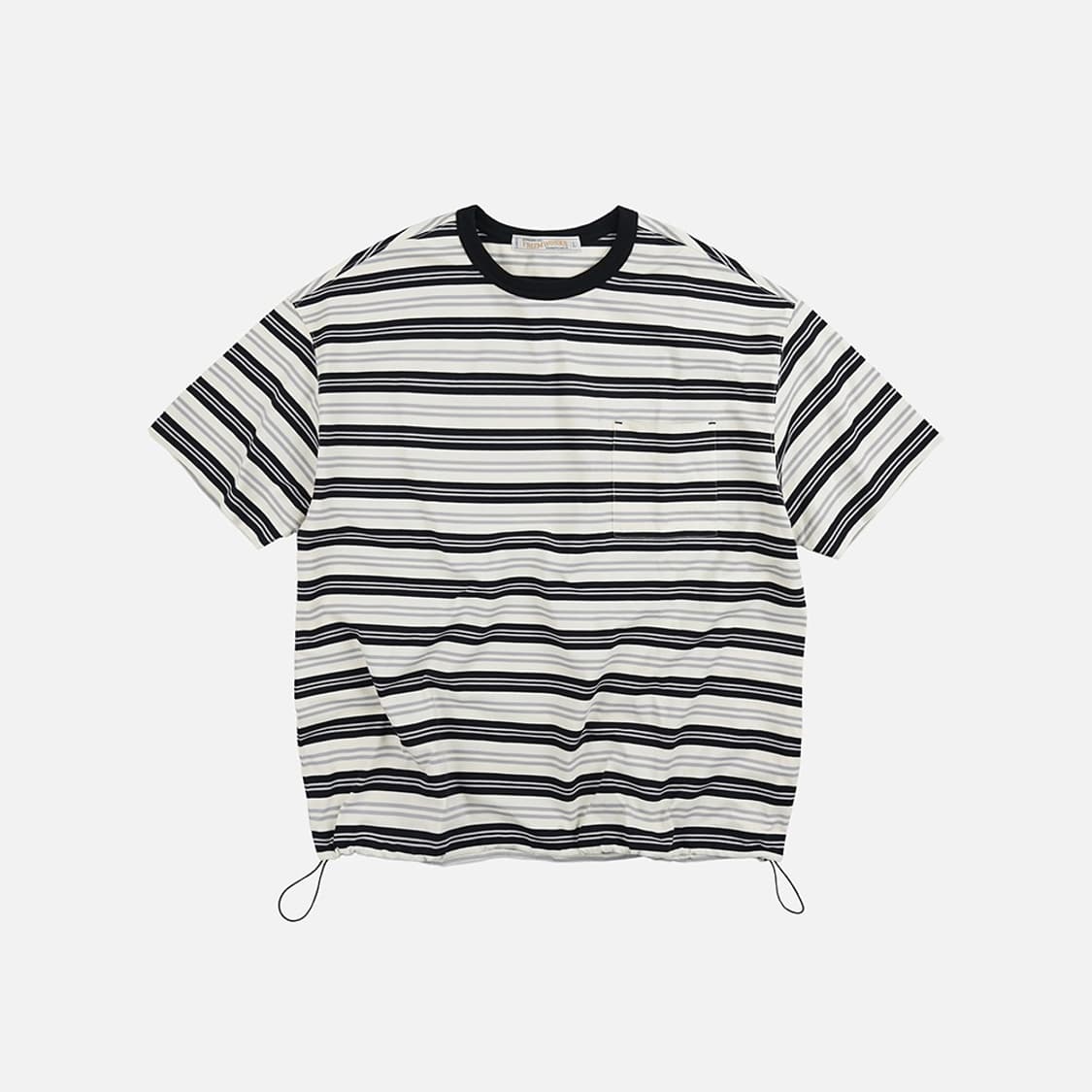 프리즘웍스 호수 멀티 스트라이프 반팔 블랙 상품이미지1