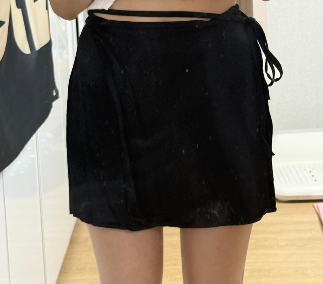 (반택포) 자라 블랙 새틴 랩 스커트 발레코어 상품이미지2