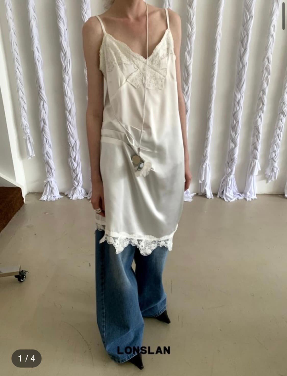 유스키트 lonslan 새틴 레이스 원피스 상품이미지1