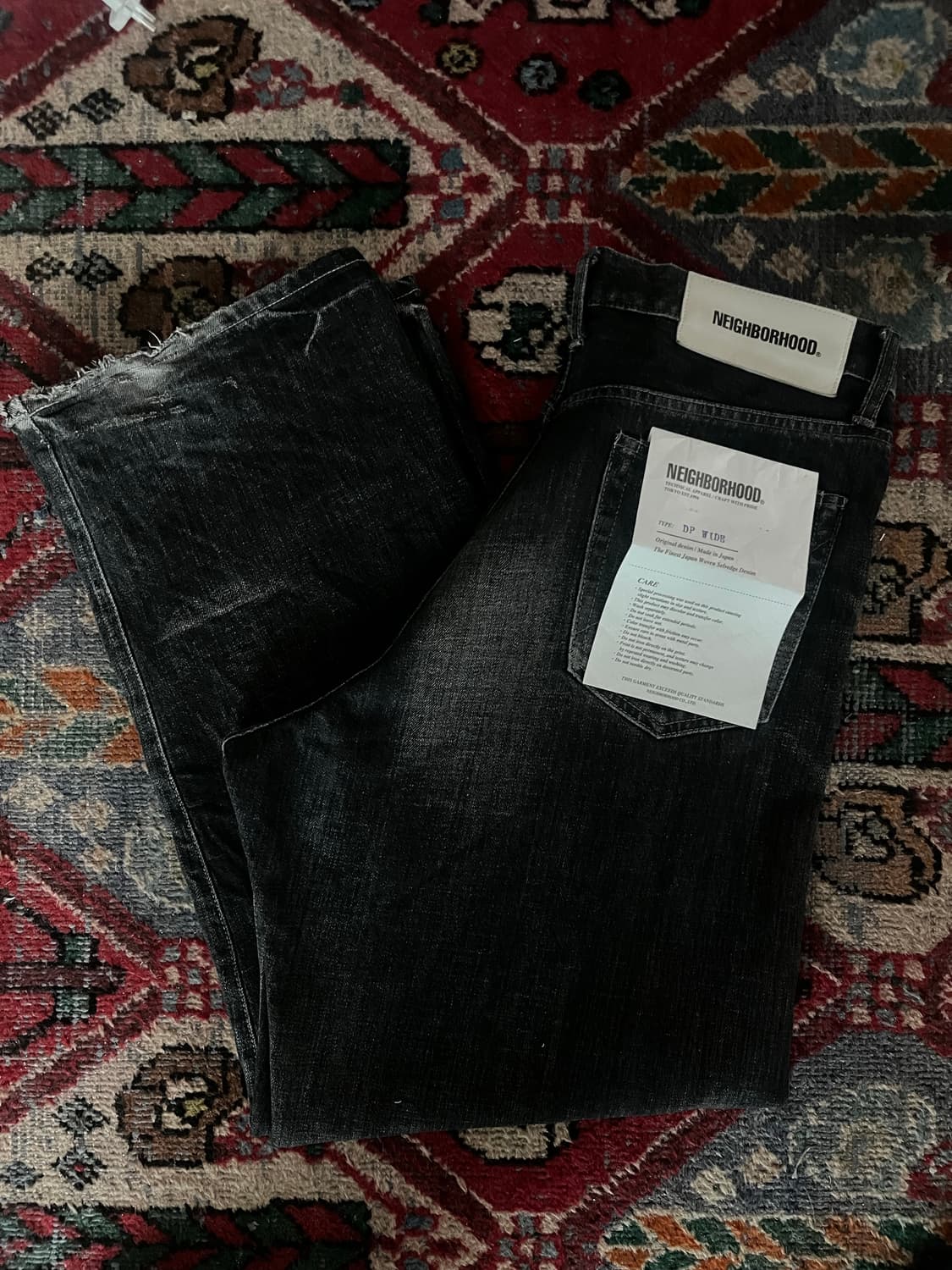 네이버후드 워시드 데님 DP 와이드 팬츠 블랙 상품이미지1