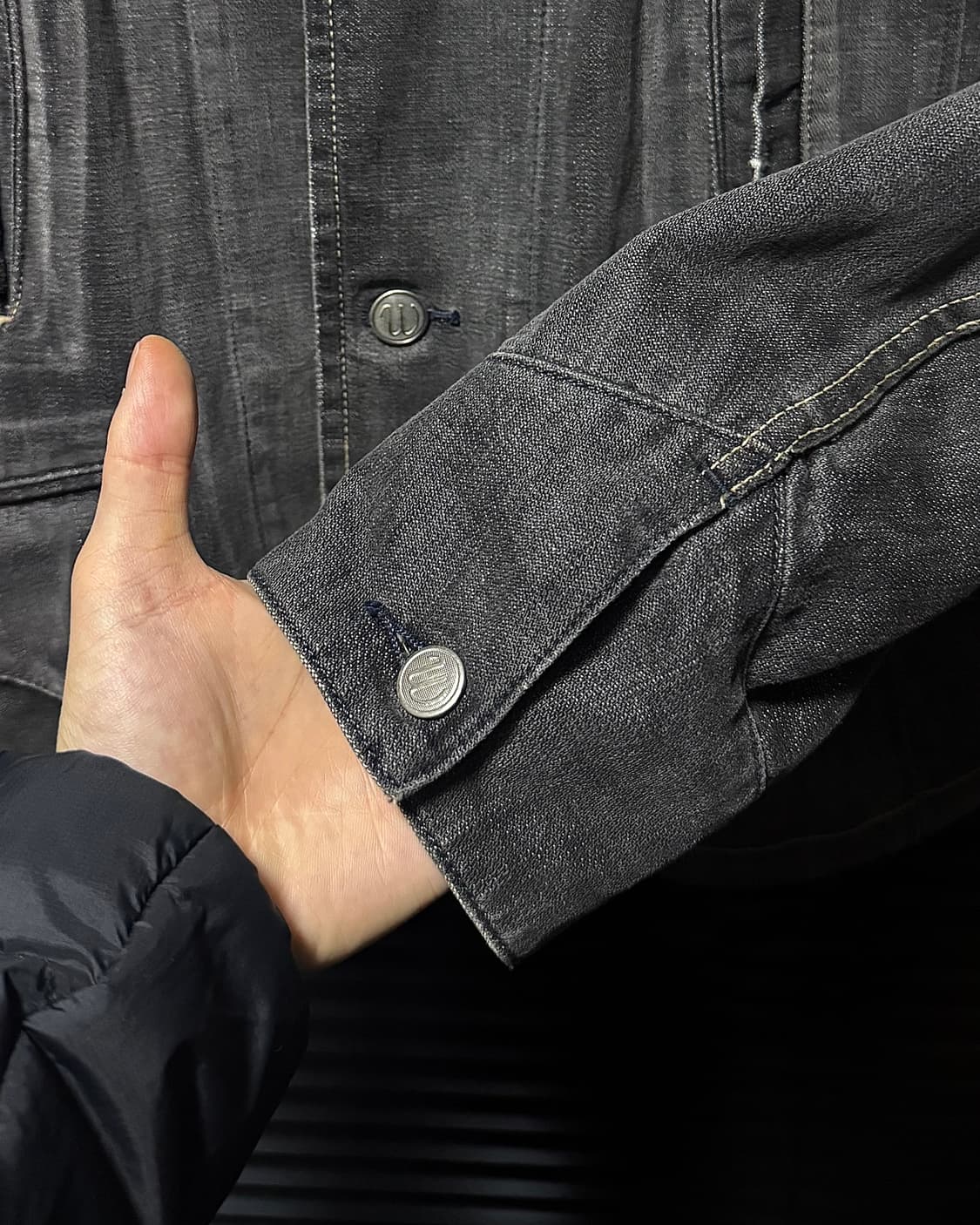 렝글러 워시드 그레이 웨스턴 흑청 데님 워크 블레이져 마이 고스 펑크 락 상품이미지7