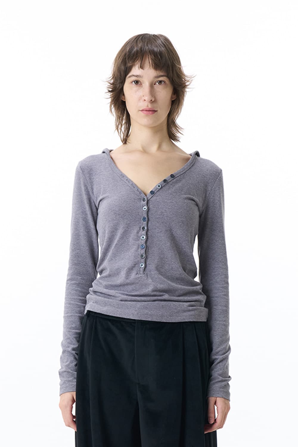 Pahisum 파히섬 BUTTON T-SHIRT GRAY 상품이미지1