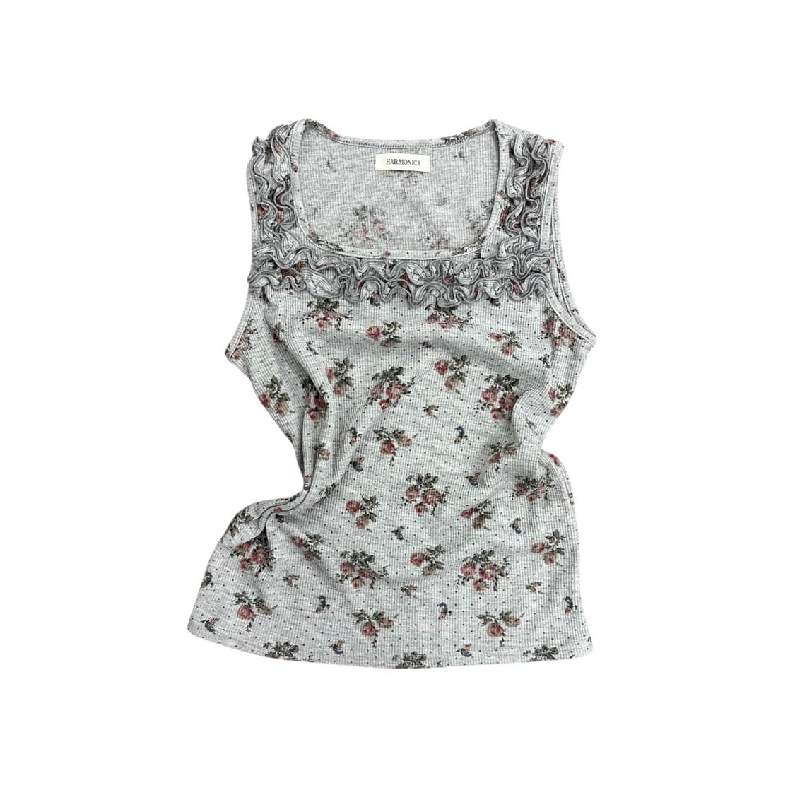 Flower Neck Detail Sleeveless Top 상품이미지1