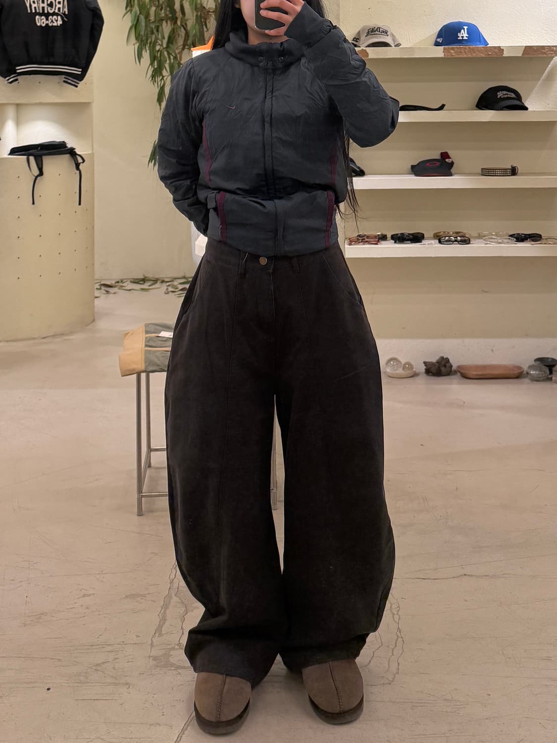 빈티지 차콜 커브드 코튼 팬츠 U560 상품이미지1