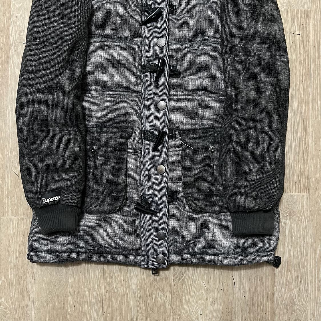 슈퍼드라이 프리미엄 블랙라벨 헤링본 울 롱패딩 M/95  상품이미지3