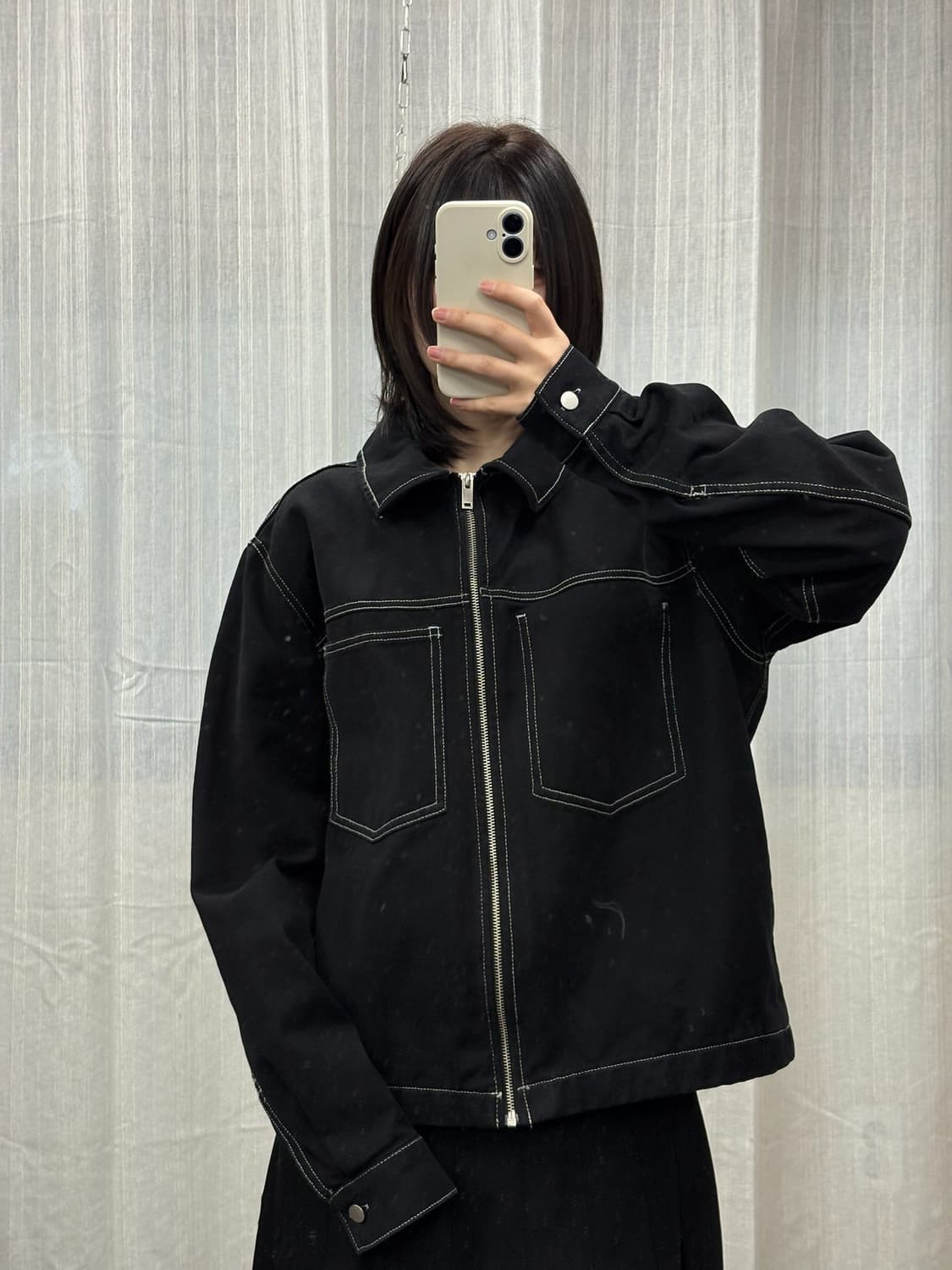 자라 블랙 스티치 코튼 자켓 상품이미지6