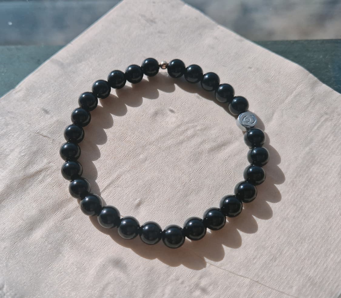 천연 오닉스 & 14k 골드필드 & 장미포인트 팔찌 상품이미지4