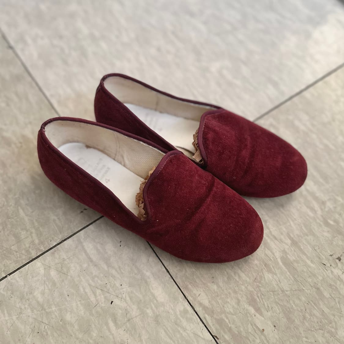 vintage velvet plat shoes 벨벳 플랫슈즈 버건디 상품이미지2