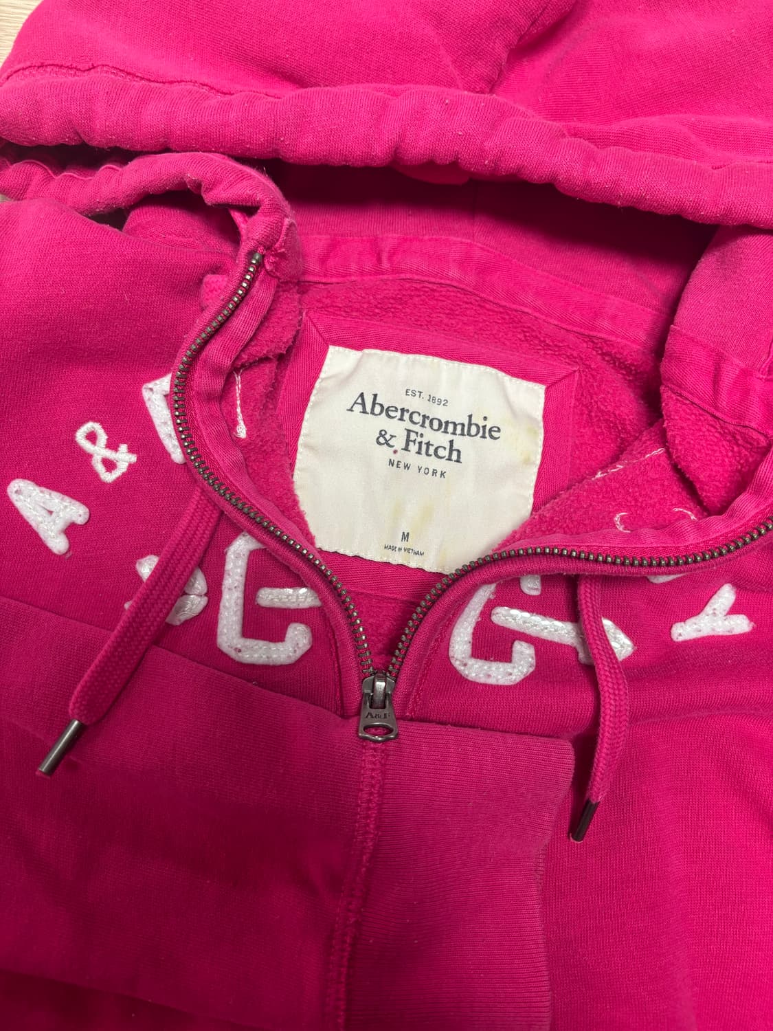 아베크롬비 핫핑크 후드집업 M 상품이미지3