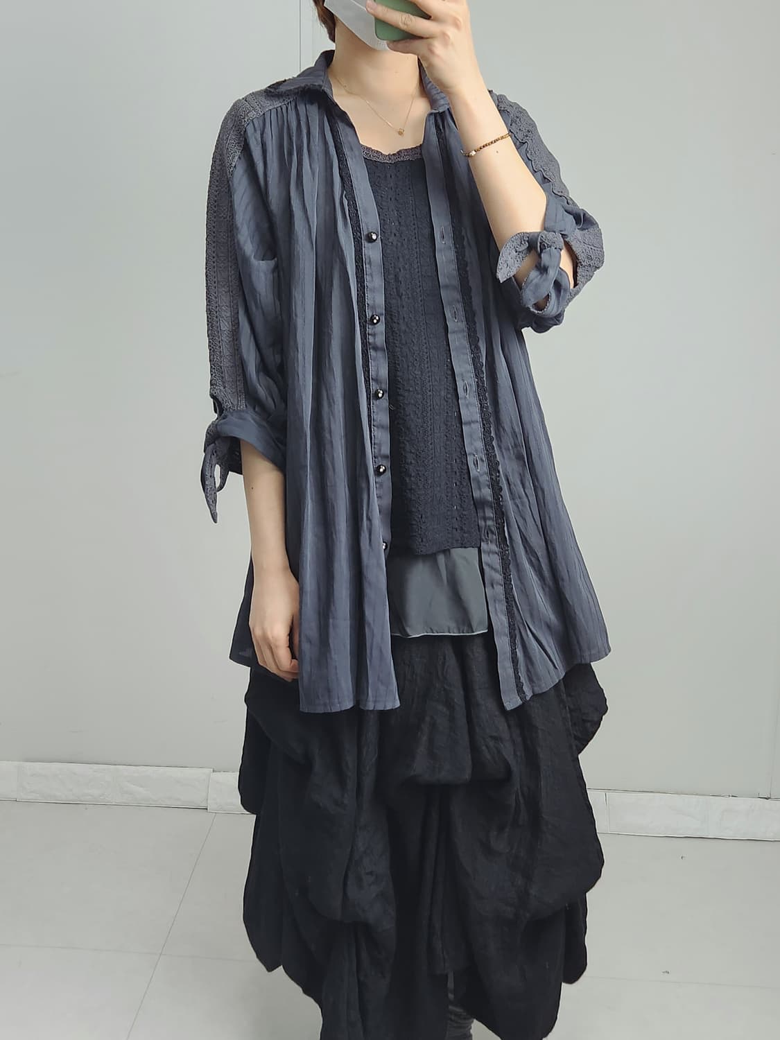 (AXES FEMME)레이어드 롱 블라우스 상품이미지3