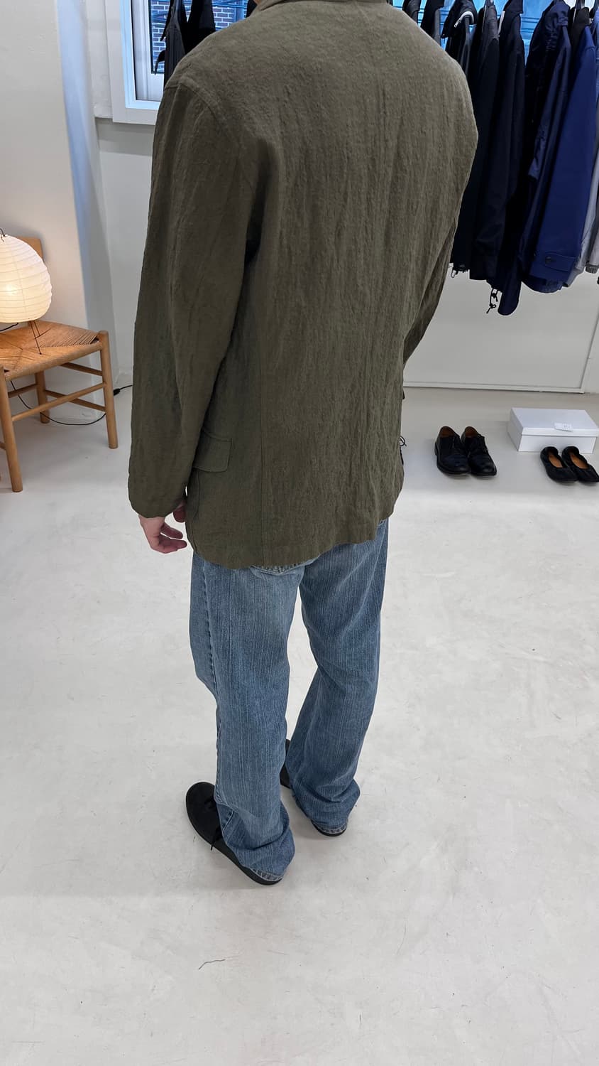 이세이미야케 맨 3버튼 그린 스트라이프 자켓 상품이미지2