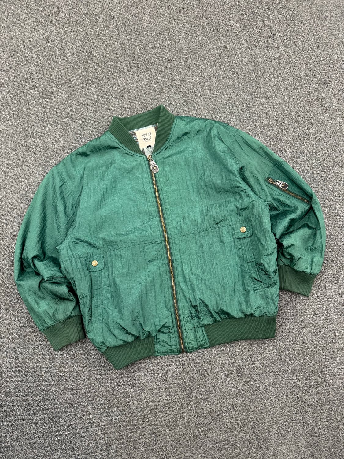 OS)Roman Rolle 빈티지 체크 퀼팅 lining 블루종 패딩 자 상품이미지1