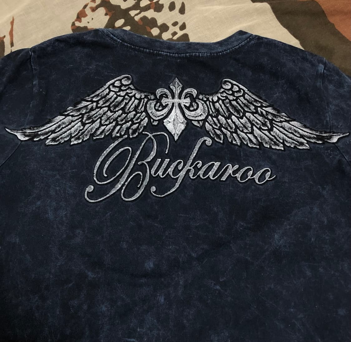 버커루 buckaroo 해골 스컬 십자가 v넥 긴팔 슬림핏 티셔츠 빈티지 상품이미지3