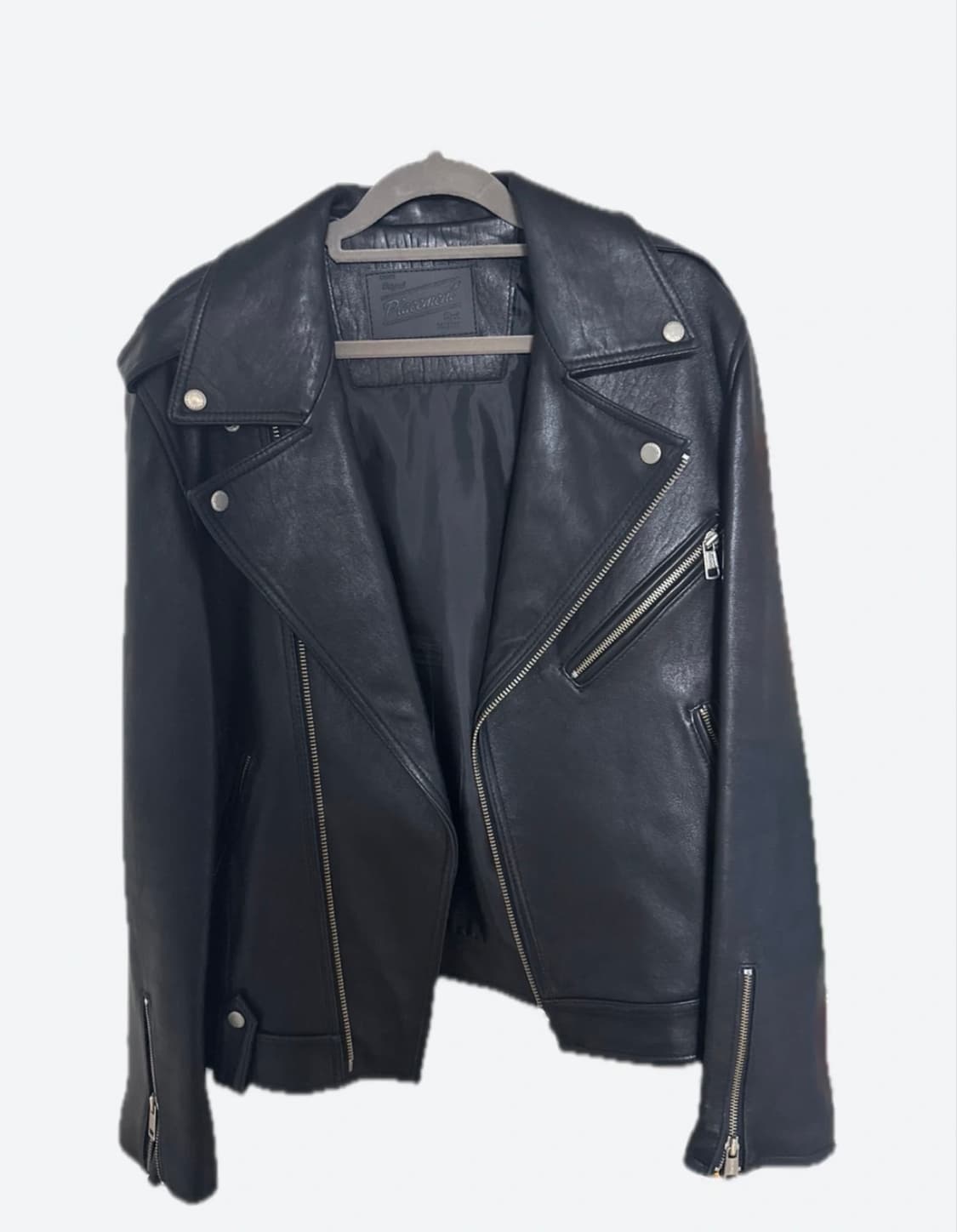 Placement 블랙 천연 양가죽 라이더 자켓 상품이미지1