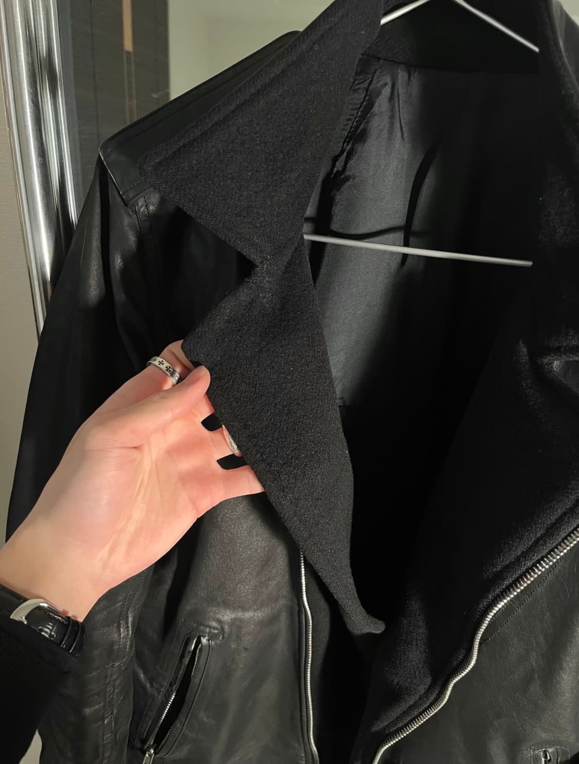 14fw 릭 오웬스 stoogie 캐시미어 도킹 카프 레더자켓 상품이미지4