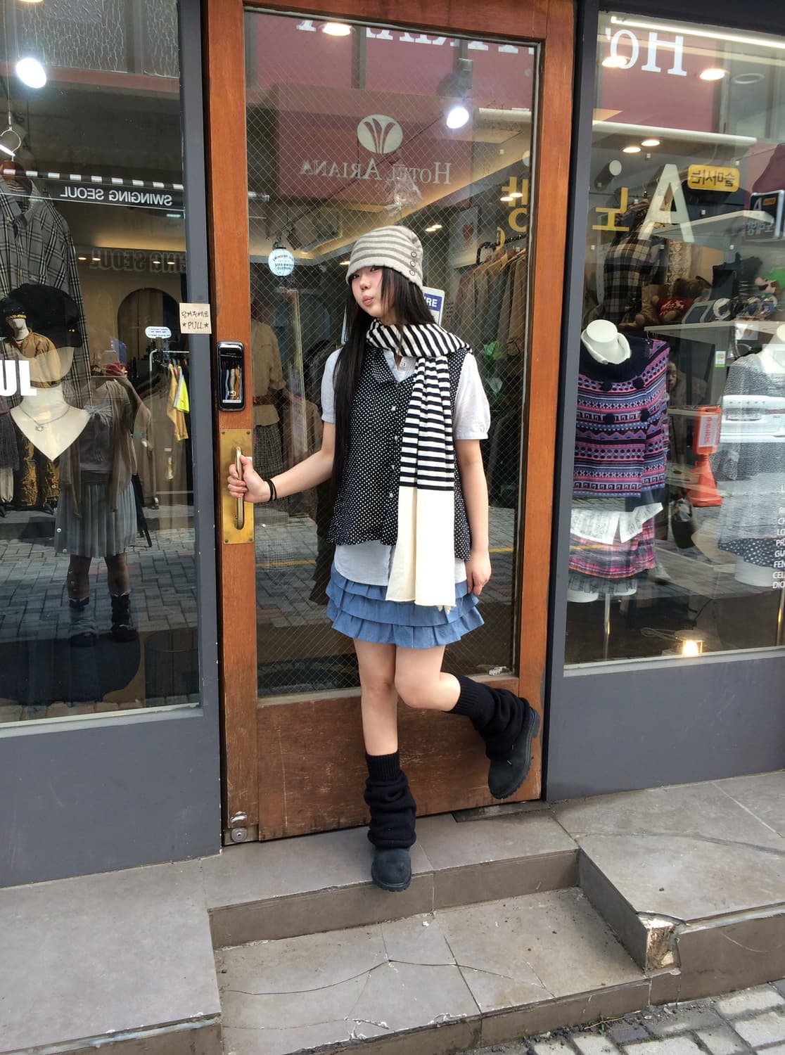 그레이 도트 리본 데일리 모리 세트 상품이미지4