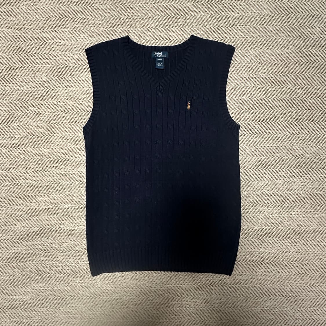 POLO RALPH LAUREN cable knit vest navy 상품이미지1