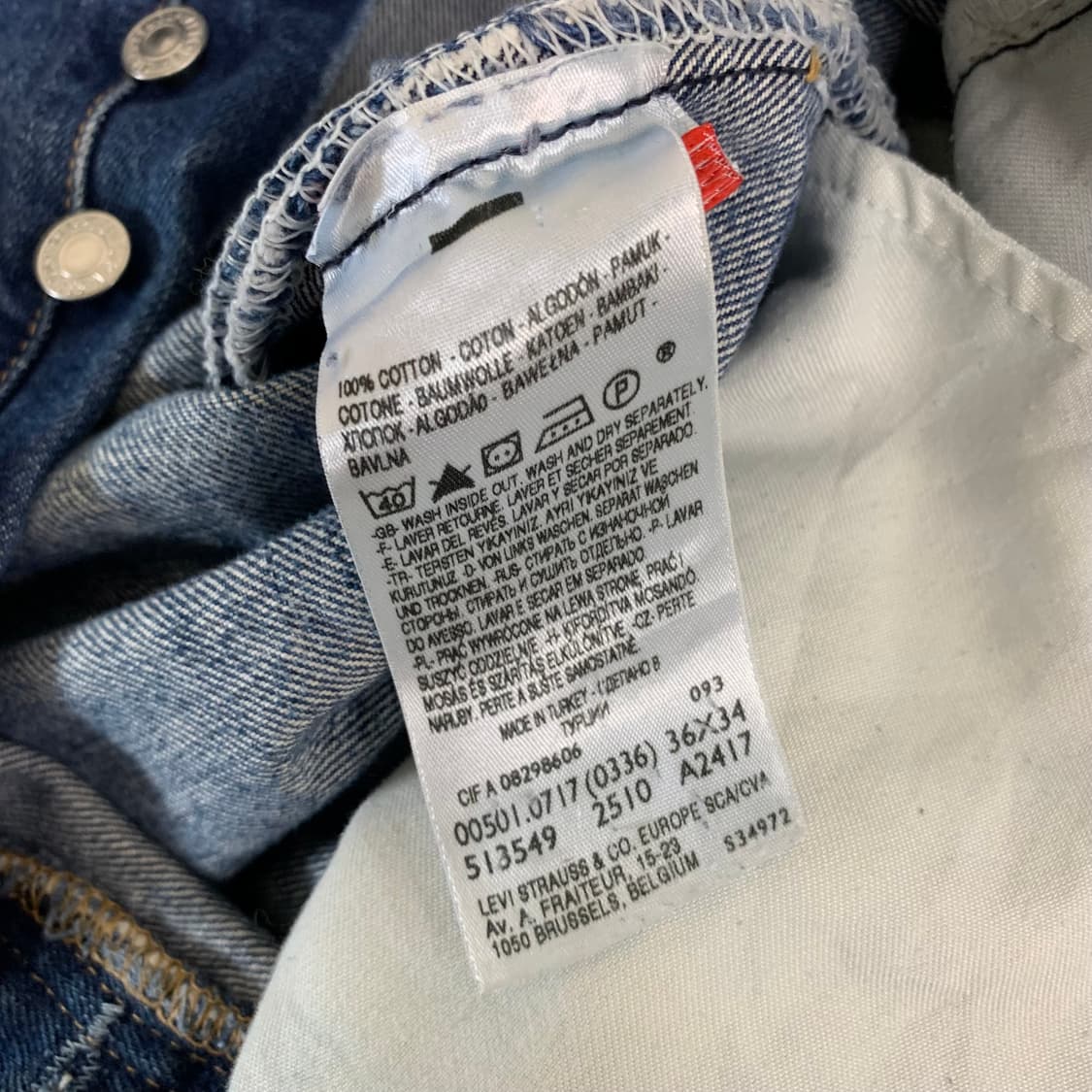 빈티지 리바이스 501 워싱 데님팬츠(35사이즈) 남자청바지 중청 상품이미지7