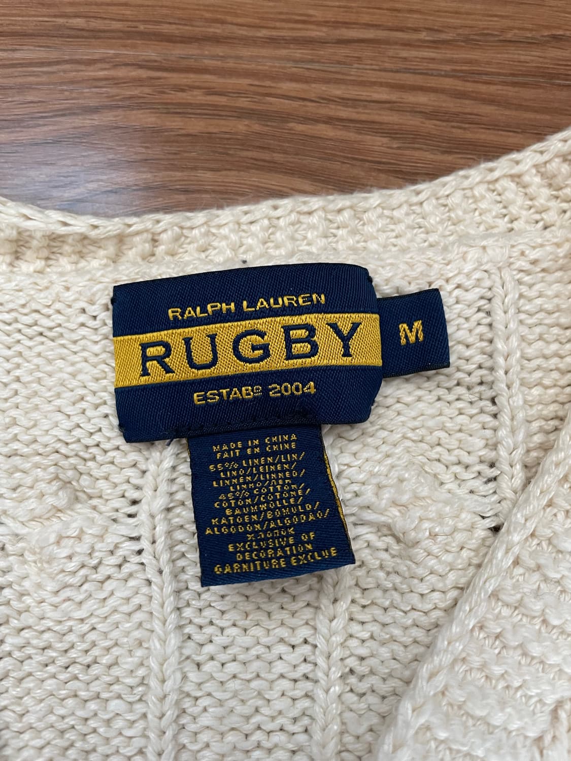 럭비 랄프로렌 크리켓 니트 베스트 아이보리 에크루 자수 상품이미지4