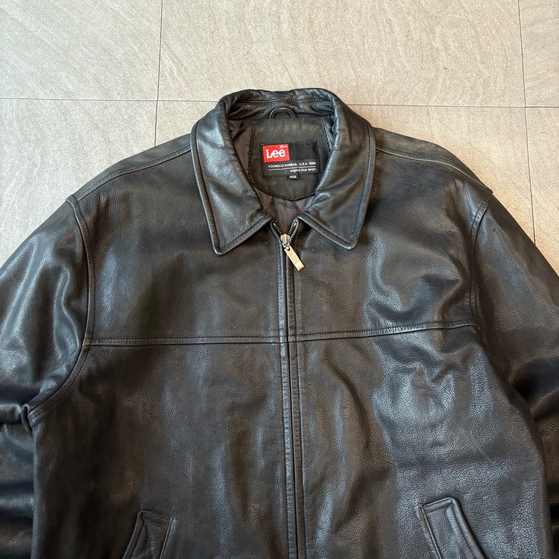 Lee 정품 블랙 소가죽 레더 가죽 자켓 상품이미지2