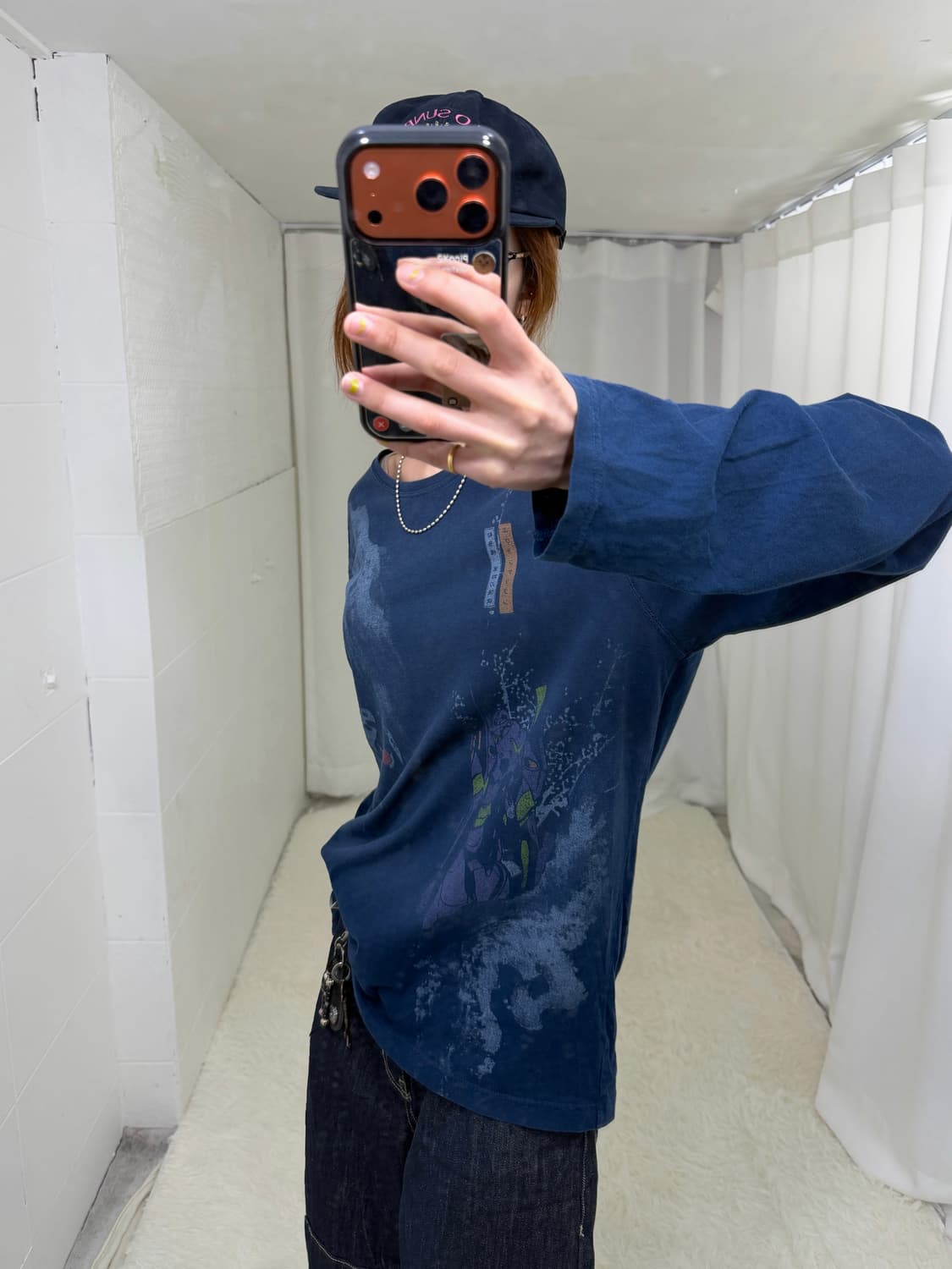 빈티지 에반게리온 사도 초호기 프린팅 네이비 롱슬리브 상품이미지2