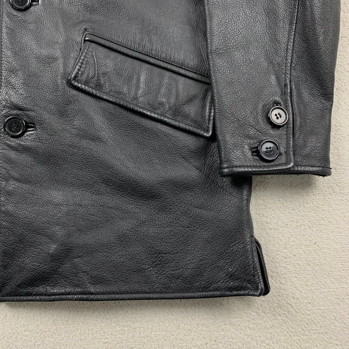 빈티지 리얼 레더 카 코트 블랙 상품이미지4