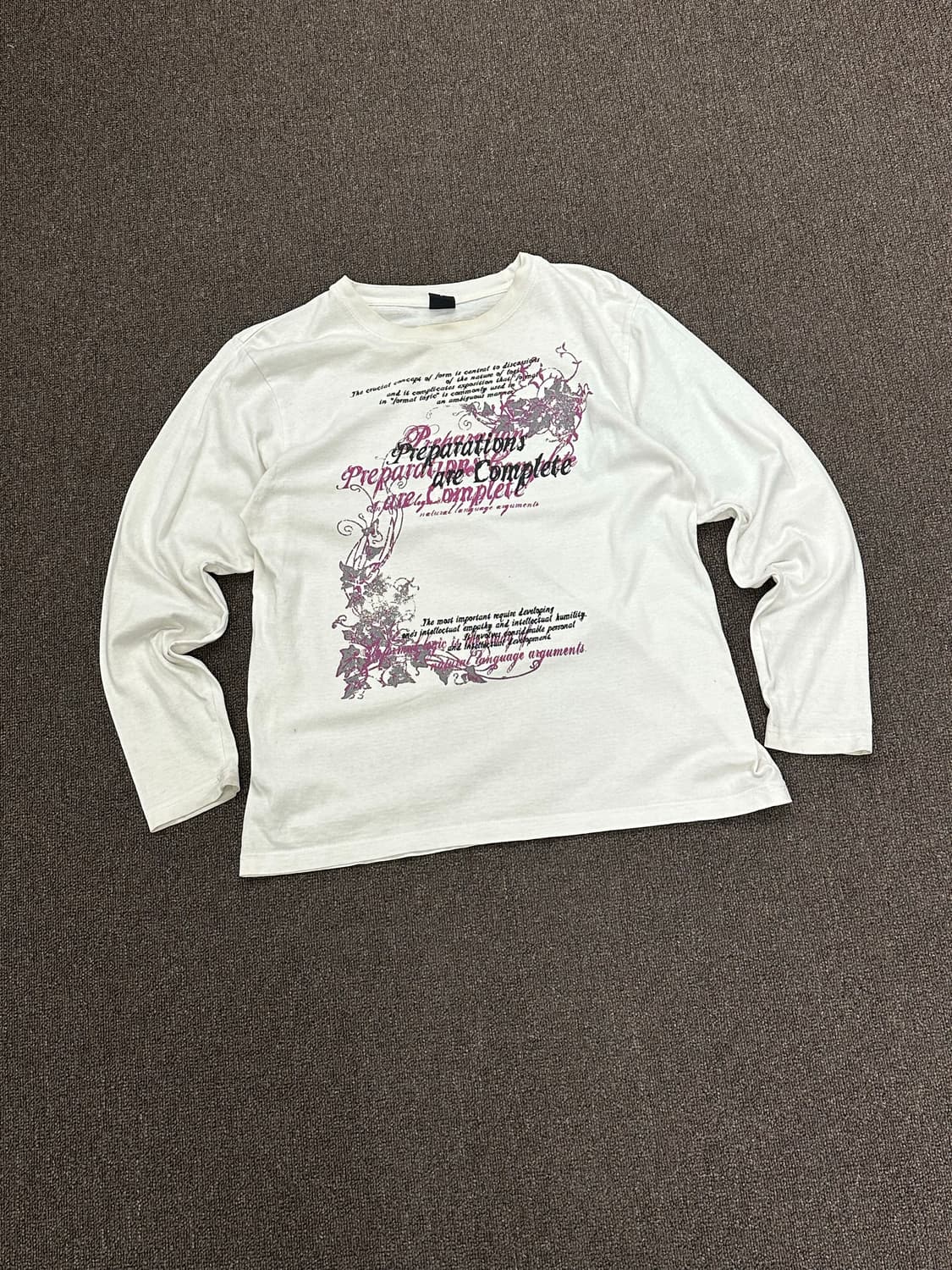 L)Japanese vintage 여성 y2k 그래픽 화이트 롱슬리브 상품이미지1