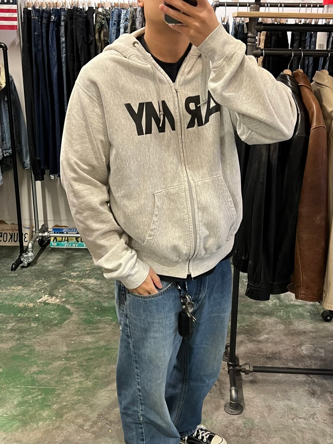 [XL] 미군 ARMY 후드집업 PFU 빈티지 그레이 후드 집업 상품이미지4