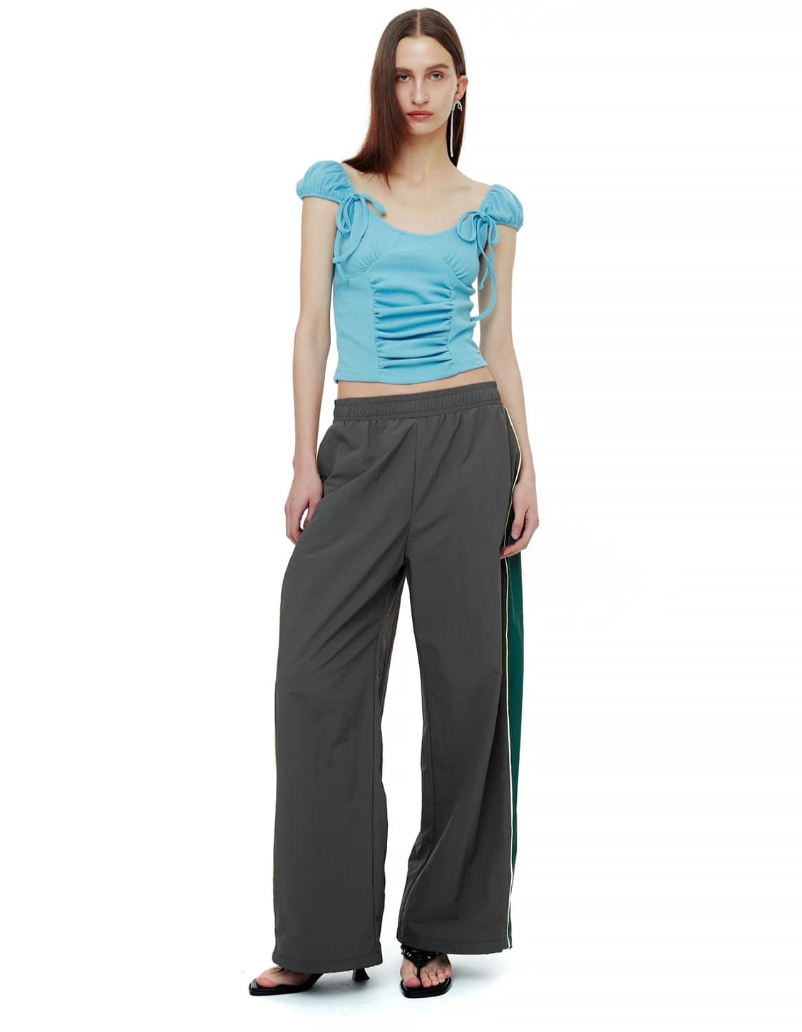 CREASE SHIRRING HALF TOP / BLUE 상품이미지3