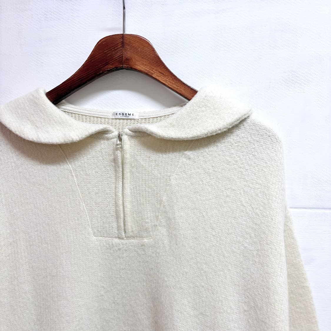 ESSEME 카라넥 니트 아이보리 집업 상품이미지2