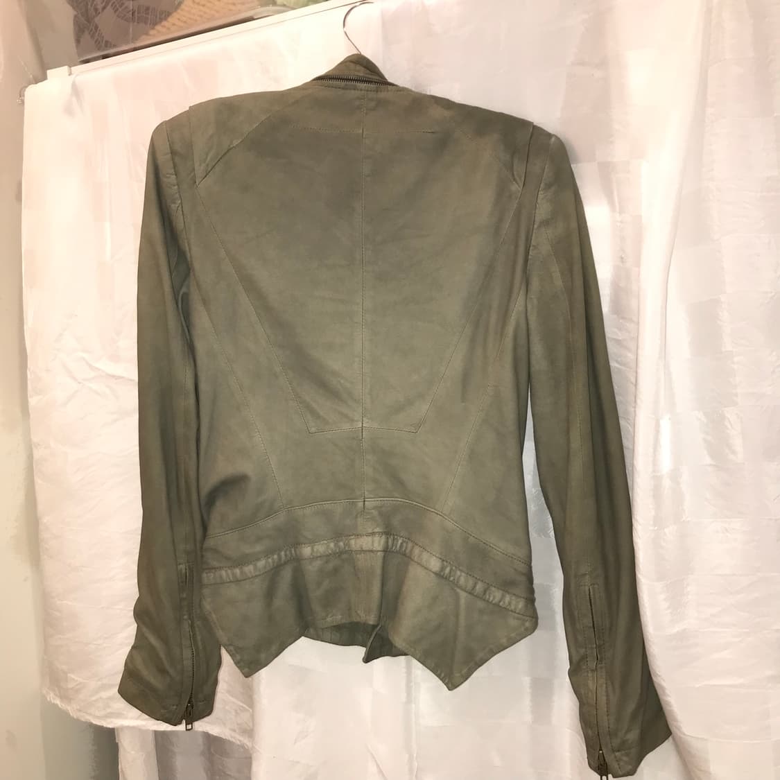 한섬 갸루 고딕 펑크 카키 가죽 자켓 상품이미지4