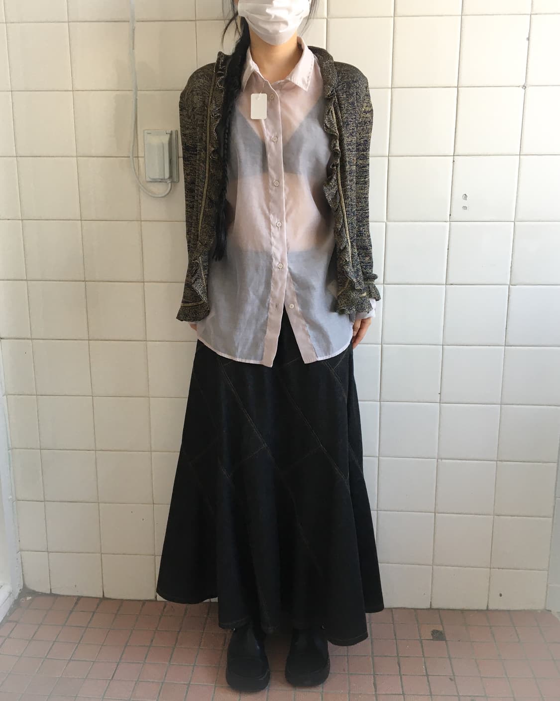 Glitter frill open knit cardigan 상품이미지1