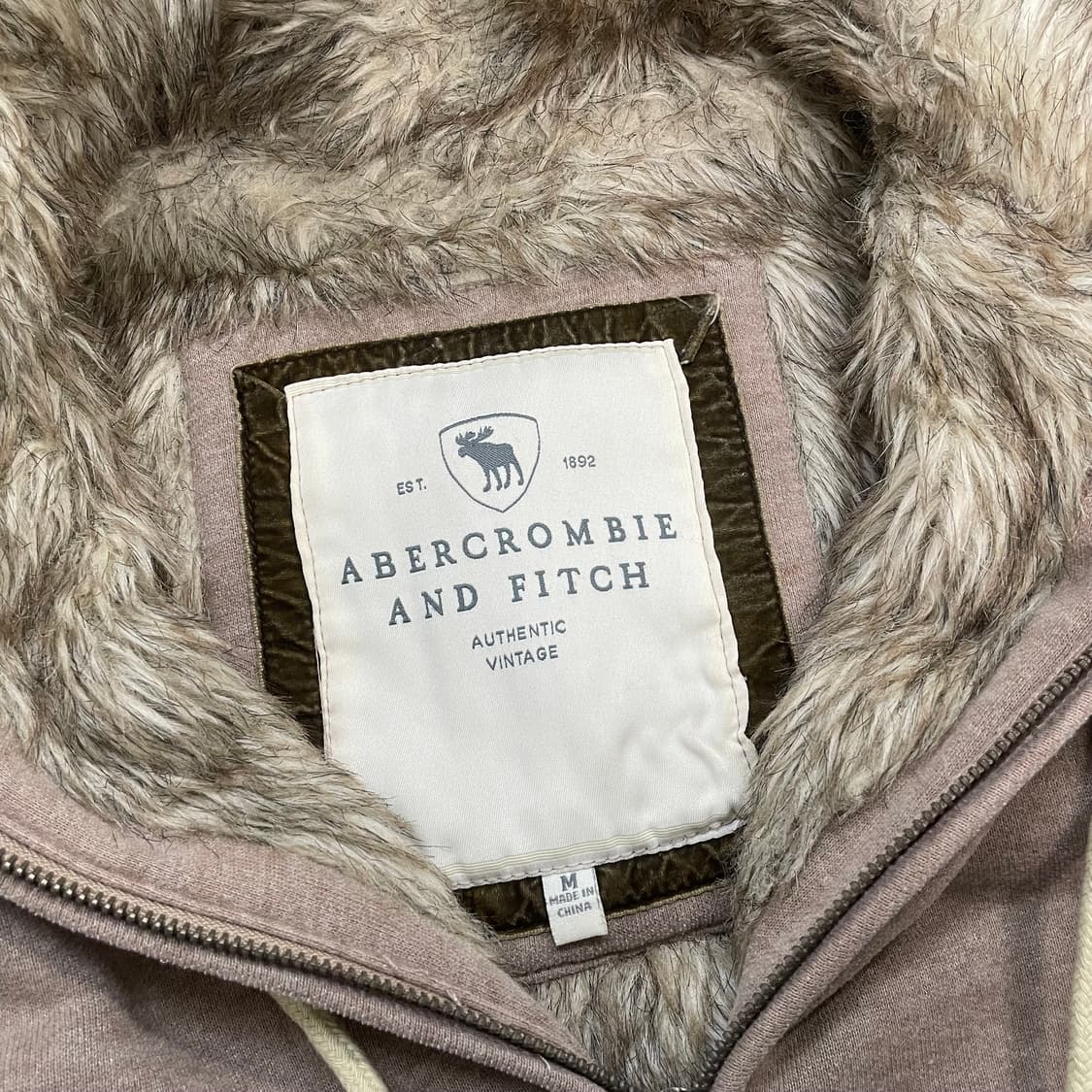 아베크롬비 울프죠 퍼 후드집업 베이지 브라운 상품이미지4